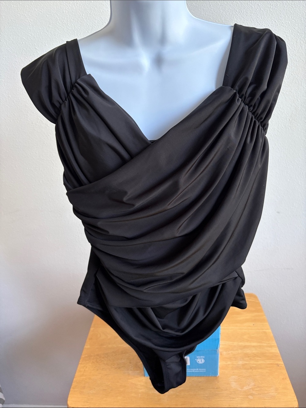 Lookbook Draped Black One Piece Swimsuit  Size 4